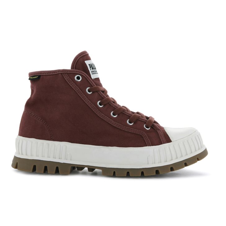 Palladium Pallashock Mid OG High Tops Women\'s Sneakers Burgundy | UK K276-SYC